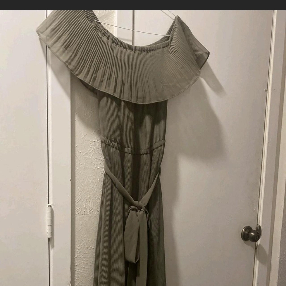 Michael Kors One Shoulder Olive Dress